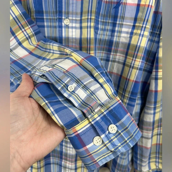 Nautica Made in Mauritius casual button up shirt, L, Vintage Plaid Crisp Cotton - Picture 6 of 7